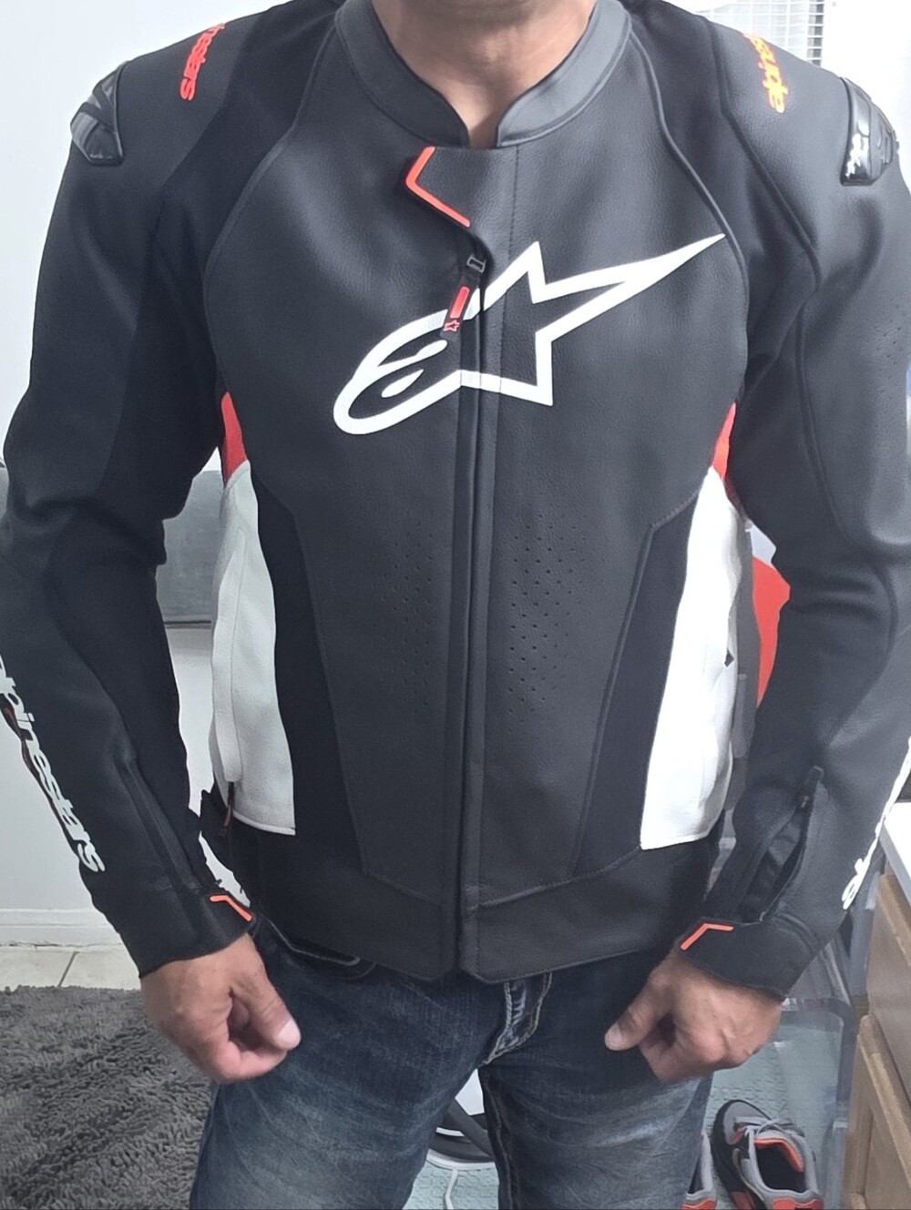 ALPINESTARS Missile V3 Black White Red Leather Motocross Jacket